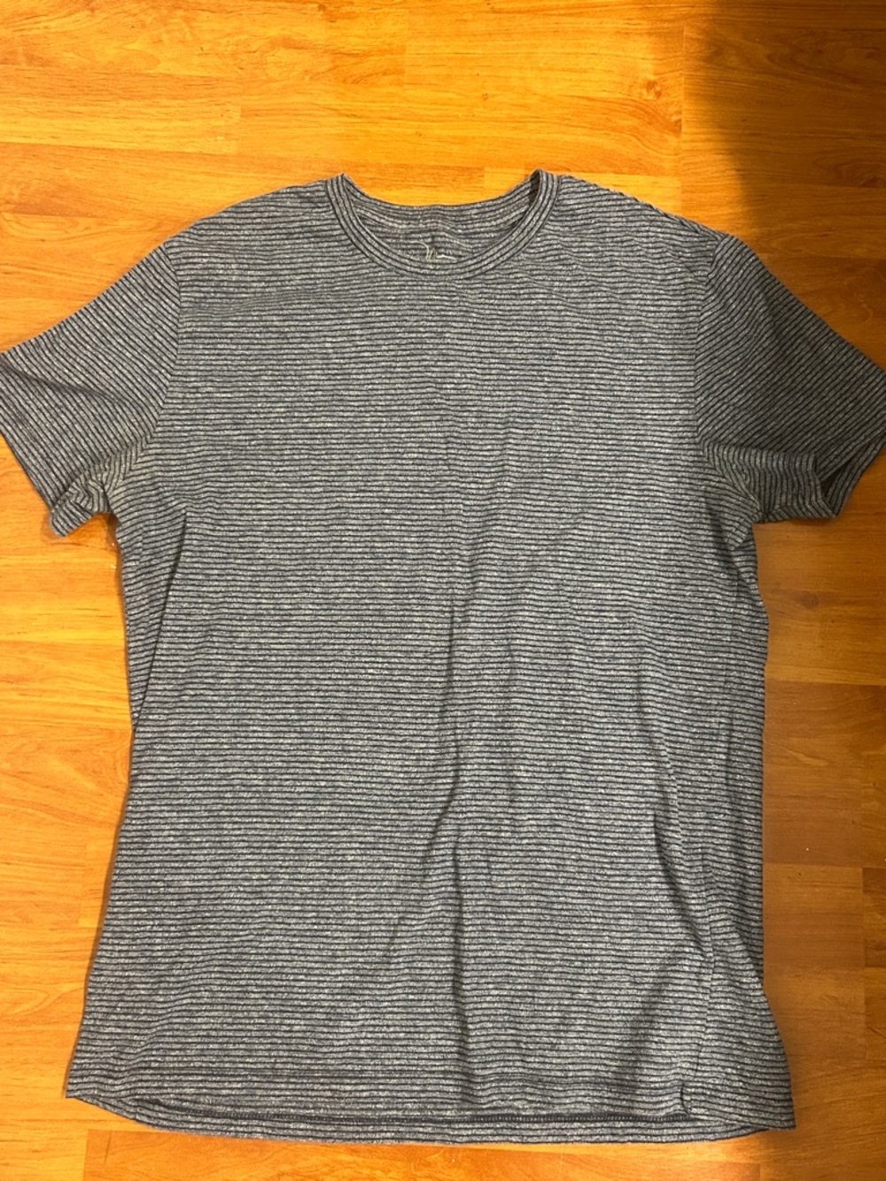 Marc Anthony Men's Black and White Thin Striped Crew Neck Tee